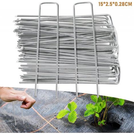 Piquets pour couvre-sol / Crochets anti-racines pour tissu 15 x 2,5 x 0,28 cm, 250 pièces (1/5)