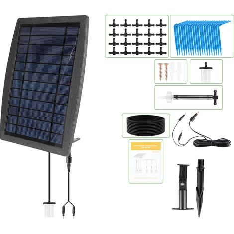 Jiubiaz Sistema de riego solar automático para plantas, kit de riego por goteo sin grifo para hasta 20 plantas