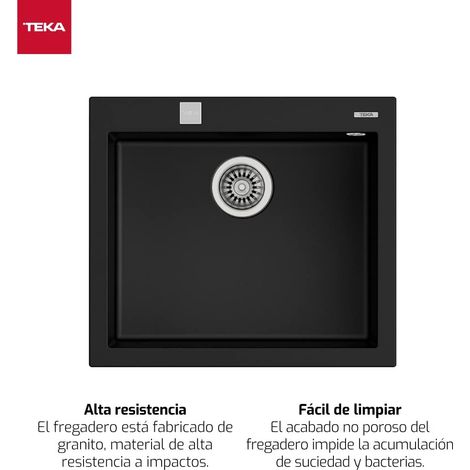 Teka FORSQUARE 50.40 TG NEGRO - Fregadero De Cocina Sintetico 50 Cm 1 Cubeta 0 Escurridores (1/5)