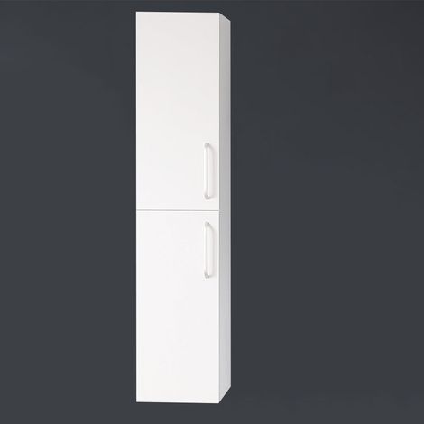 Meuble Colonne de Salle de Bain et Meuble de Rangement Moderne 1 Porte 4 étagères Blanc 30x26.8x142cm Ocean Sanitaire (1/3)
