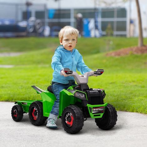 Quad pour enfants, rechargeable, 2,5 km / h, avec remorque, 50 minutes de trajet, pour enfants de 1,5 à 3 ans, vert (1/5)