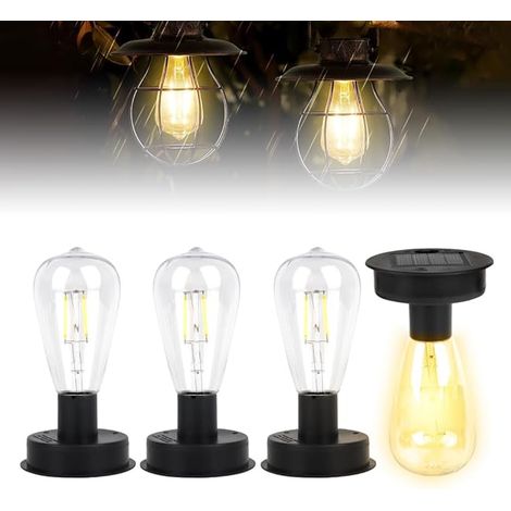 Ampoule Solaire Exterieur, 4 Pièces 8.5 cm Lampe Solaire Jardin Rechange, Lampe Solaire de Rechange avec Ampoule LED Brillante, Éclairage Solaire D'extérieur Décoration DIY (1/5)
