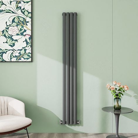 AICA 1800x236mm Anthracite Vertical Designer Radiator Single Oval Column Heating UK (1/5)
