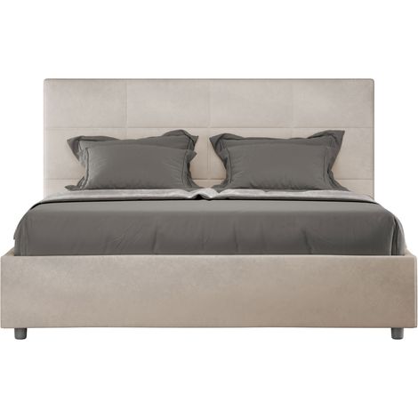 Letto contenitore da 160x190 in microfibra sabbia Mika (1/5)