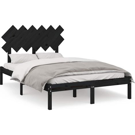 Maison Exclusive - Massivholzbett Schwarz 135x190 cm (1/5)