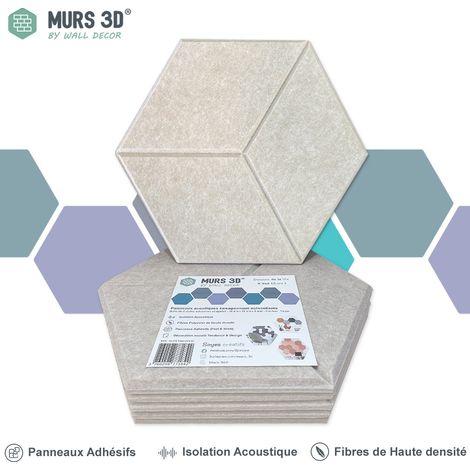 Panneau Acoustique - 6 dalles adhésives - 30x26cm - 9mm - Taupe Texturé (1/2)