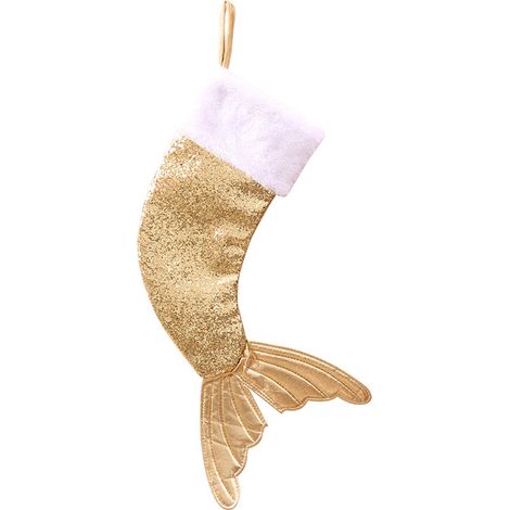 Calcetín navideño de cola de sirena , calcetín navideño mágico reversible de lentejuelas de sirena para Navidad