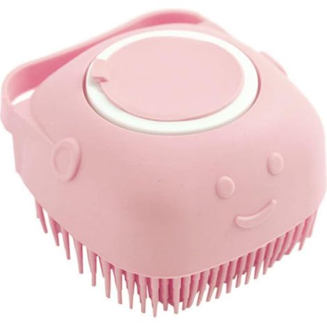 Brosse de bain pour animaux de compagnie avec pince en caoutchouc, brosse de massage et shampoing pour chat et chien, pour le toilettage sous la douche (rose) (1/5)
