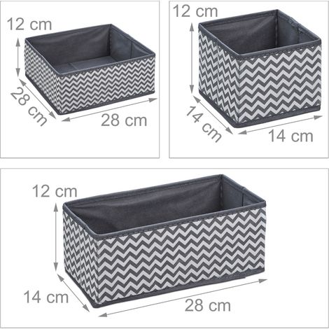 Set di 6 organizer per cassetti versatili in stile contemporaneo porta abiti in 3 misure in tessuto grigio 130013861