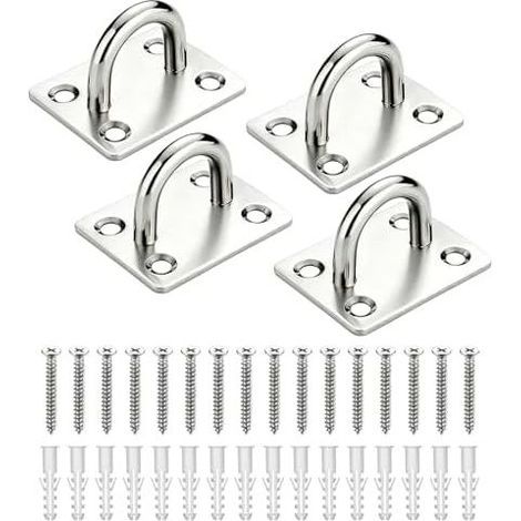 4-teiliges U-förmiges Deckenhaken-Set aus Edelstahl 304 mit Schrauben, Edelstahlbrücke und stabiler Ösenplatte zur Decken- oder Wandmontage. (1/5)