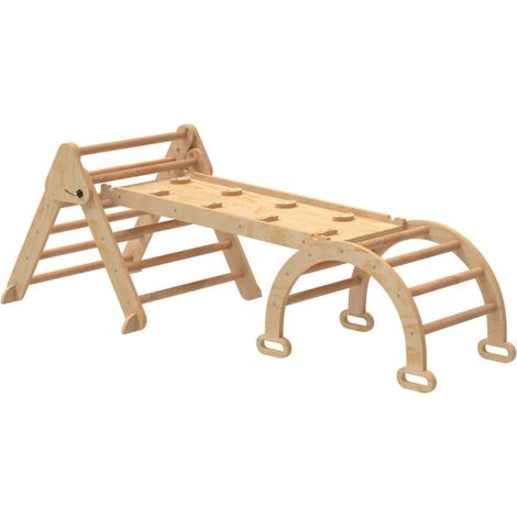 Aire de jeux 7-en-1 multiactivités-Échelle Arche-Toboggan-Escalade-Bois Pliable-188x70x59cm (1/5)