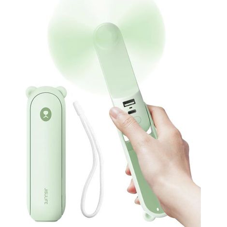 1 ventilateur portable avec batterie externe, 46 h d'autonomie, mini ventilateur rechargeable avec lampe torche et banque d'alimentation pour voyage et bureau (1/5)