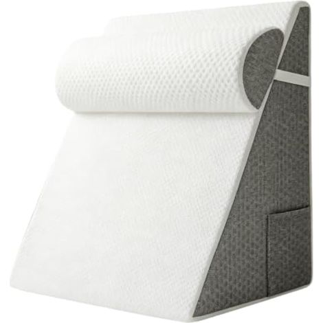 Coussin Incliné,Coussin Cale Avec Appui-Tête Semi-Circulaire Et Housse Amovible,50x50x26cm Oreiller Triangulaire,Ergonomique Coussins Triangulaire Orthopédique,Coussins À Coin Triangle Pour Lit,Canapé (1/5)