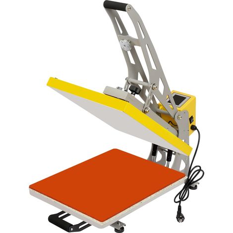Máquina de prensado térmico, control con pantalla táctil LCD, mango ergonómico, color amarillo. (1/2)