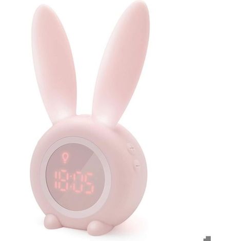 Réveil matinal à induction en forme de lapin mignon, réglage automatique intelligent de la lumière respiratoire, affichage a (1/5)