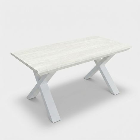 Tavolo pranzo allungabile 12 posti con gambe bianche 160/260x90 Asti - Frassino