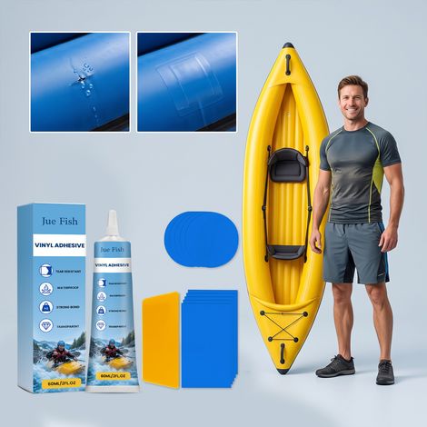Inflatable mattress repair kit - waterproof, durable, portable, and easy to use. Includes: 60ml x 1, scraper x 1, round patch x 5, rectangular patch x 5. (1/5)