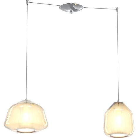 SOSPENSIONE CROMO 2 LUCI SPOSTABILE VETRI ALPHA + BETA AMBRA 1176CR-S2 S AB-AM