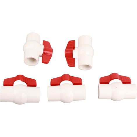 5 Pièces Robinet Vanne PVC à Bille pour Piscine, Commande à Poignée Plate, Sectionneur d'Alimentation Eau 25mm 1 Pouce (1/5)