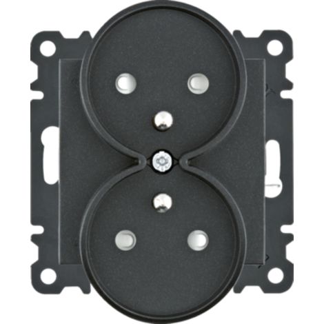 Lumina Doppelsteckdose mit Erdung und Kontaktabdeckung 16A/250VAC schwarz WL1343