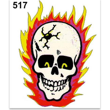 Adesivo Sticker Teschio con Fuoco, 10 x 12 cm (1/5)