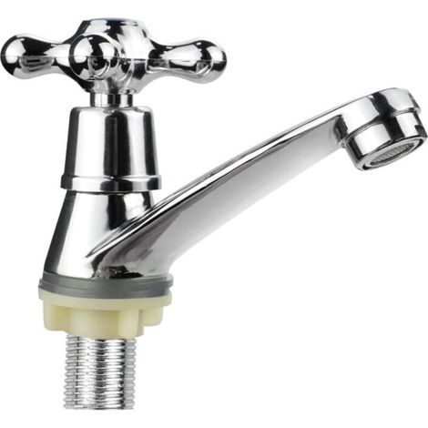 Badarmatur, Kaltwasser-Spültischarmatur, moderne Einhebel-Spültischarmatur, Kreuzgriff-Design für Küche und Bad, G1/2 (1/5)