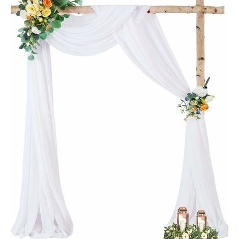 1pc panneaux de tissu blanc pour arche de mariage - 70300cm - Tissu en mousseline de soie - Décoration de mariage, cérémonie, plafond, arche, rideau de décoration (1/5)