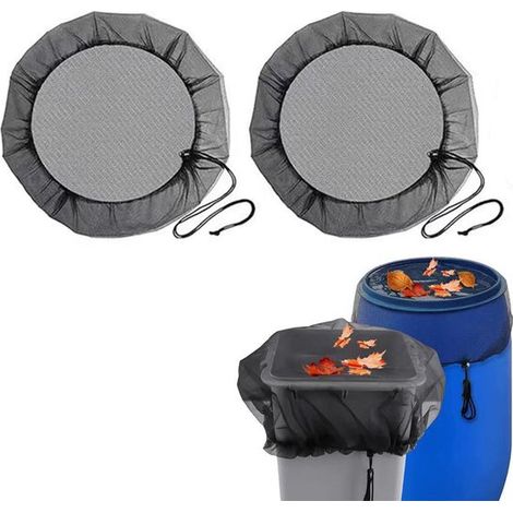 2 teiliges Regentonnennetz Regentonnenabdeckung Schutznetz für Regenwasserbehälter Verstellbarer Kordelzug Wiederverwendbar 80 cm Hält Mücken, Bl (1/5)