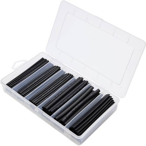 TRU COMPONENTS TC-13388832 Kit guaine termoretraibili Nero Restringimento:2:1 160 pz.