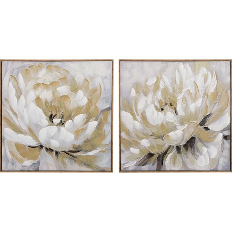 2er Set Blumenbilder 80% handgemalt 80X4X80 Cm (1/5)
