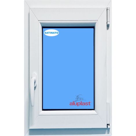 Finestra in PVC L500 mm x H1000 mm Bianco, Oscillo-battente Apertura Destra Vetro Satinato (1/5)