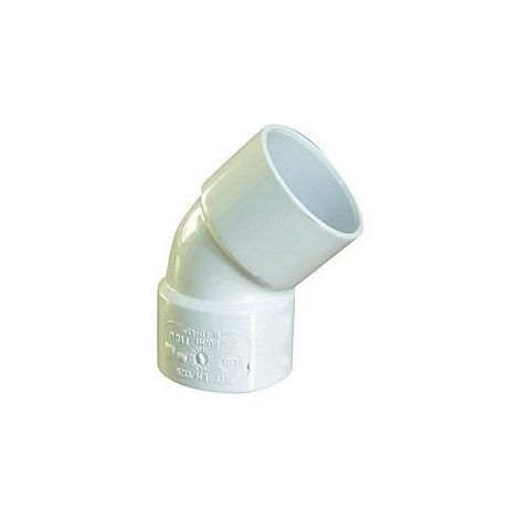 Coude pvc 45° ff ø 40 blanc pour évacuation eau usée - Interplast (1/2)