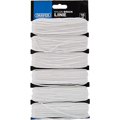 Draper 52130 - Set di 6 matasse in nylon per allineamento mattoni, bianca, 18 m (1/2)