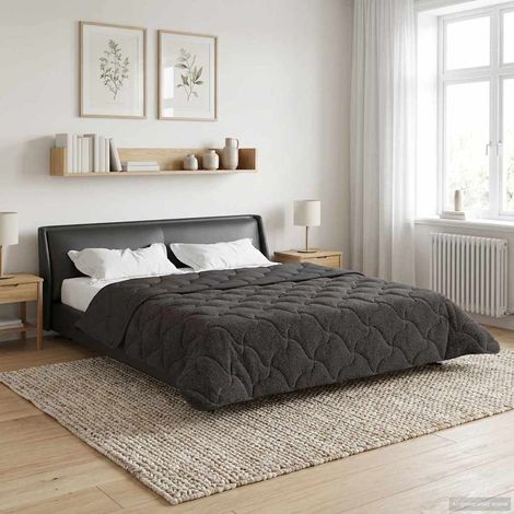 Ganzjahresbettdecke Gepolstert Anthrazit 220 x 240 cm