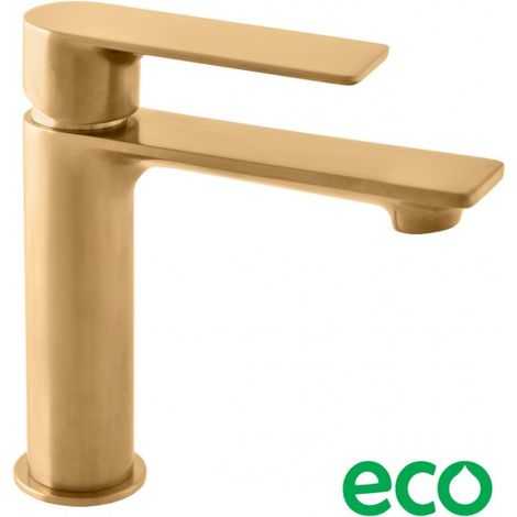 Mitigeur lavabo NIL en laiton rose gold brossé sans siphon (1/2)