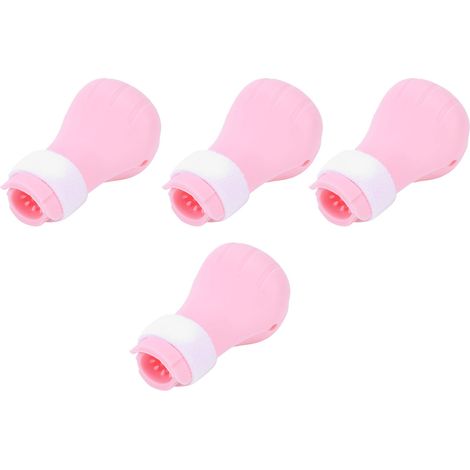 Lot de 4 protège-pattes de bain en silicone anti-griffures pour chats (rose)