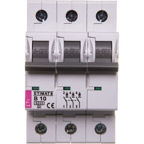 Interruttore automatico 3P B 10A 6kA AC ETIMAT 6 002115514