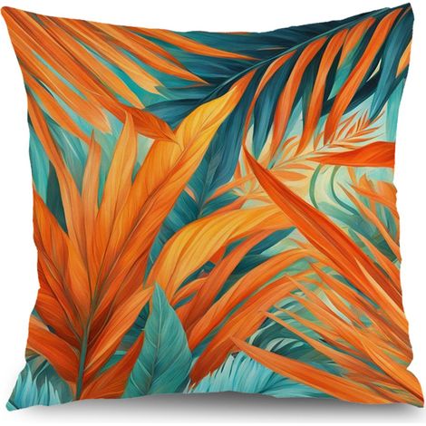 Housse de coussin patio fleurs, décoration chaise banc extérieur,45×45cm (1/5)