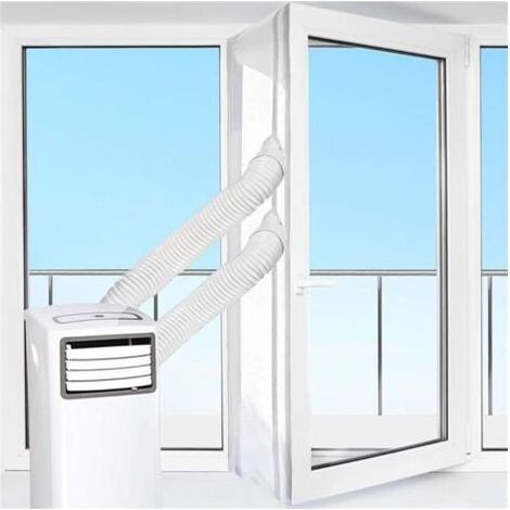 Kit d’étanchéité pour évacuation de climatiseur – 2 tuyaux + joint étanche avec fermeture éclair pour portes de balcon et terrasse (5 m) (1/5)