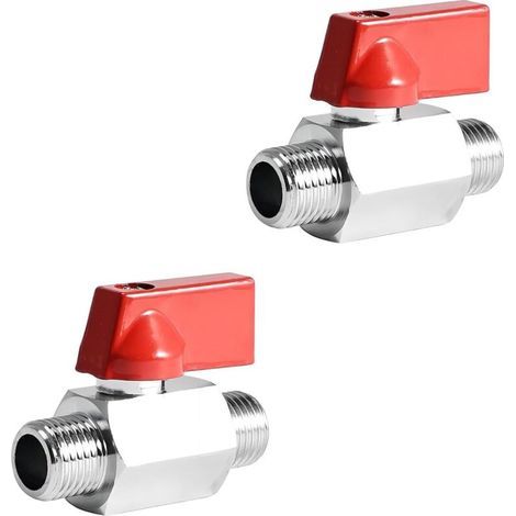Vanne à bille miniature 1/2 pouce, deux vannes à bille à filetage extérieur 1/2 pouce, vanne à bille en acier inoxydable, mini vanne à guillotine, convient pour l'eau, le pétrole, le gaz et les raccor (1/5)