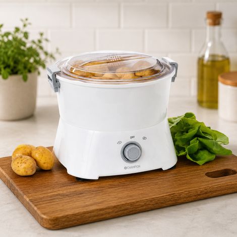 Juego de utensilios de cocina para pelar y preparar alimentos (2 piezas): tabla de cortar de acacia y pelador eléctrico con centrifugadora de ensaladas (1/5)