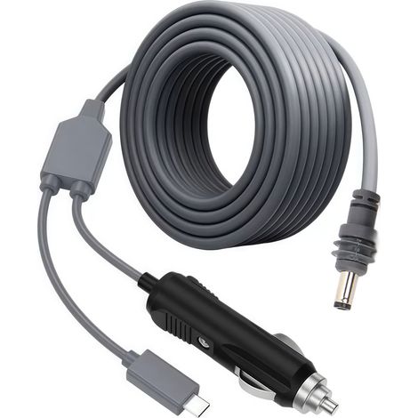 Câble d'alimentation CC 18AWG 2 en 1 Type C et adaptateur allume-cigare vers cordon pour mini antenne parabolique (1/5)