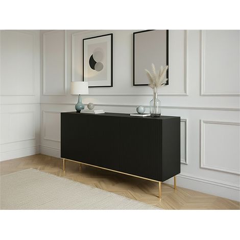 BOBOCHIC - Buffet 3 portes 150 cm KASHA pieds or Noir (1/5)