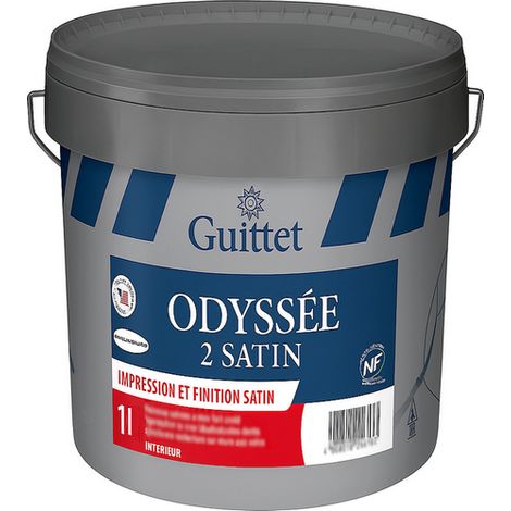Guittet – Peinture satin 2 en 1 lessivable anti-moisissures 10L – Classe 1 A+ – Rendement 10-12 m²/L – Application brosse rouleau pistolet (1/3)