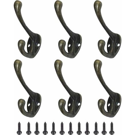 Kleiderhaken, 6er-Set, Vintage-Kleiderhaken, Metall-Garderobenständer, Retro-Haken