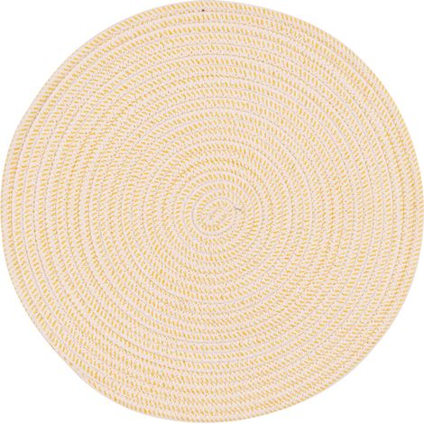 Tovaglietta Colazione in Cotone e Poliestere Intrecciata Giallo Bianco 38 cm