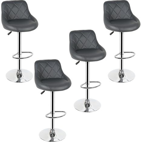 Hofuton Tabouret de Bar Lot de 4 avec Siège Bien Rembourré, en Cuir Artificiel Chaise de Bar Similicuir, Gris (1/5)