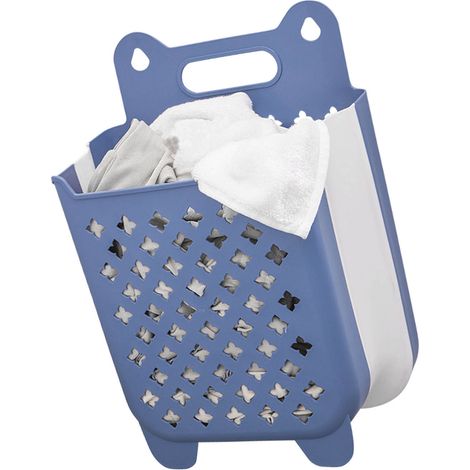 Panier à linge mural pliable grande capacité, bleu L (1/4)
