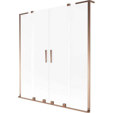 Mexen Velar L Duo mampara de bañera corredera de 2 hojas 160 x 150 cm, escarcha, oro rosa - 896-160-003-32-60 (1/2)
