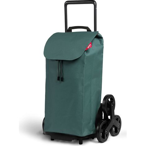 Carrello trolley portaspesa richiudibile 2in1 a 6 ruote saliscale con sacca antipioggia 52 Lt GIMI Tris - Green (1/4)